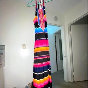 Long Mexican print maxi dress